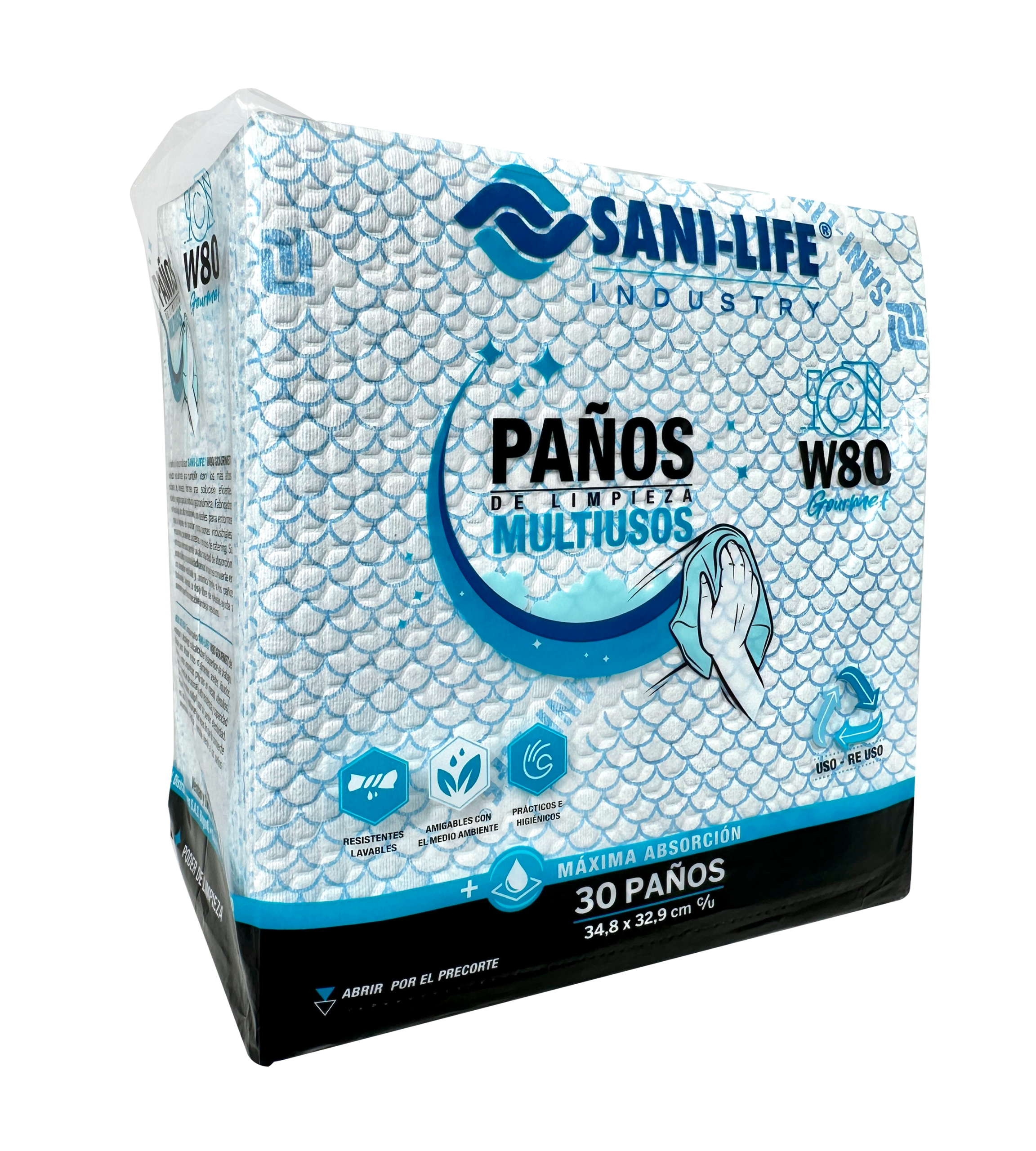 SANI-LIFE Paños de limpeza multiusos W80 gourmet azul x30unds - Image 3