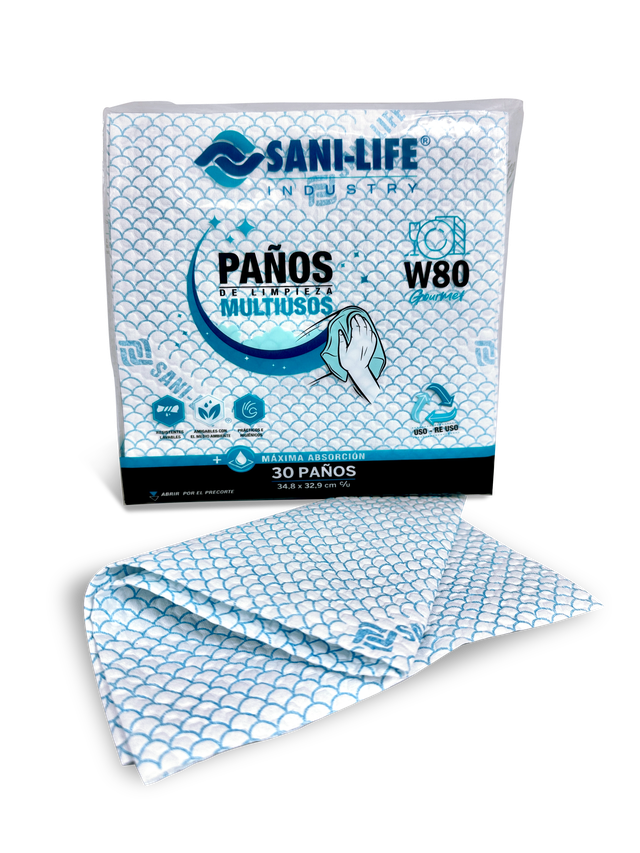 SANI-LIFE Paños de limpeza multiusos W80 gourmet azul x30unds
