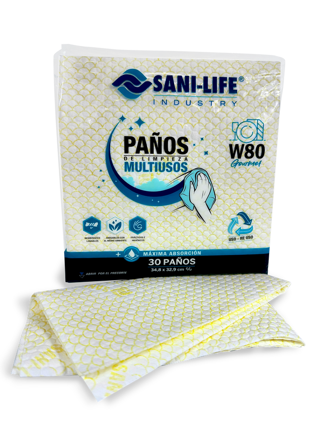 SANI-LIFE Paños de limpeza multiusos W80 gourmet amarillo x30unds